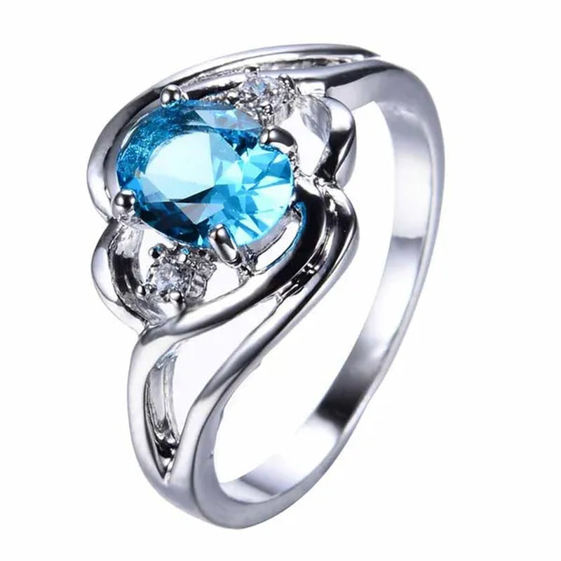 Fashion Women 925 Sterling Silver Oval Cut Natural Red Ruby Gemstone Wedding Ring