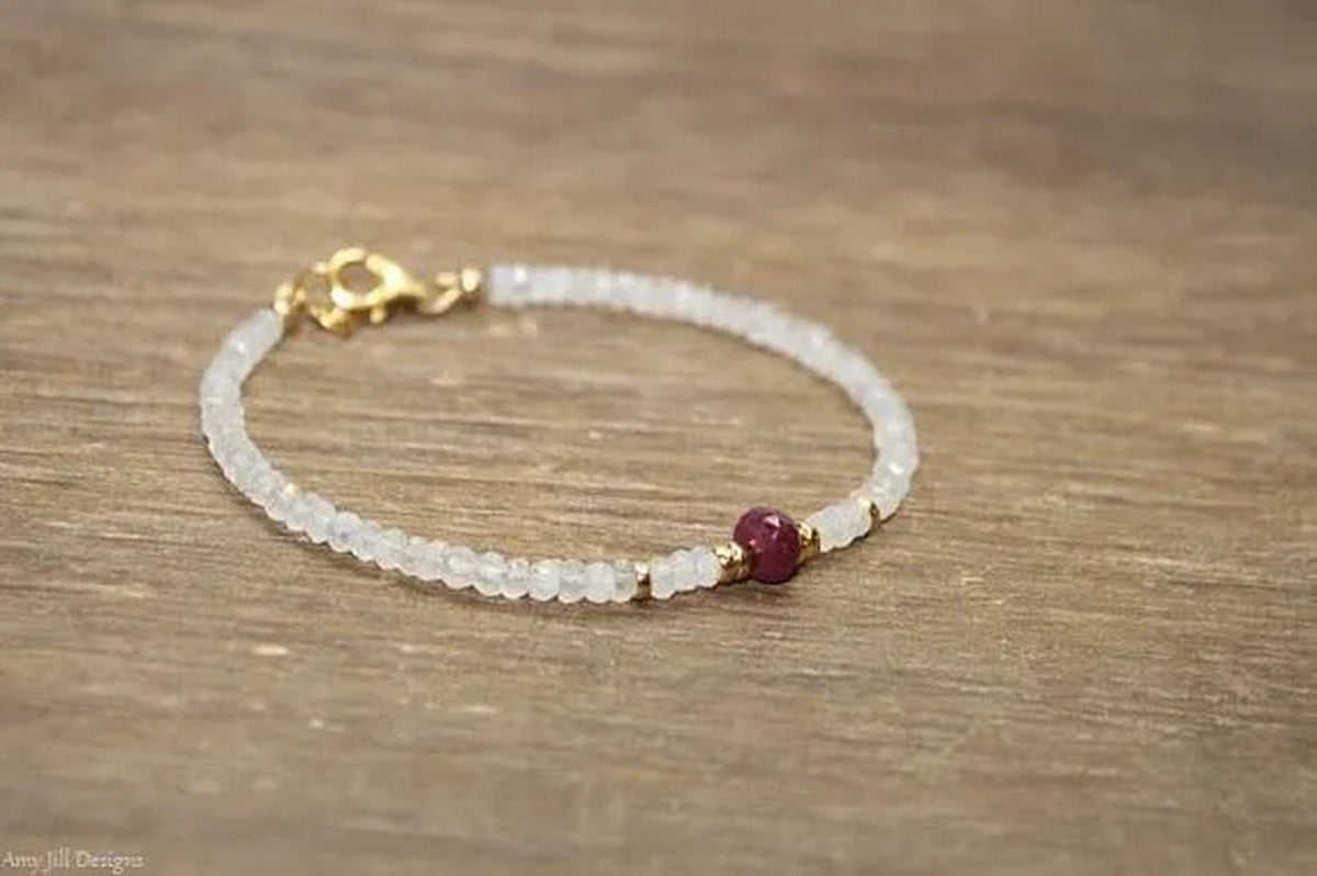 Ruby and Moonstone Bracelet Ruby Jewelry