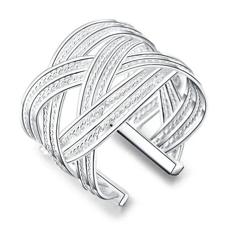 Charm 925 Sterling Silver Rings for Women Adjustable Fashion Retro Wedding Party Christmas Gifts High Quality Jewelry