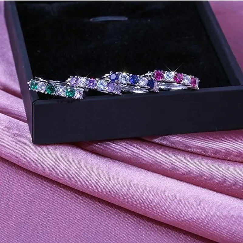 Fashion Sapphire earrings Jewelery Hoop Earrings earrings Diamond Earrings for Women Wedding Engagement Earrings Crystal Zircon Earring Cubic Zirconia Jewelry Colour: Blue /Green / Purple / Rose Red