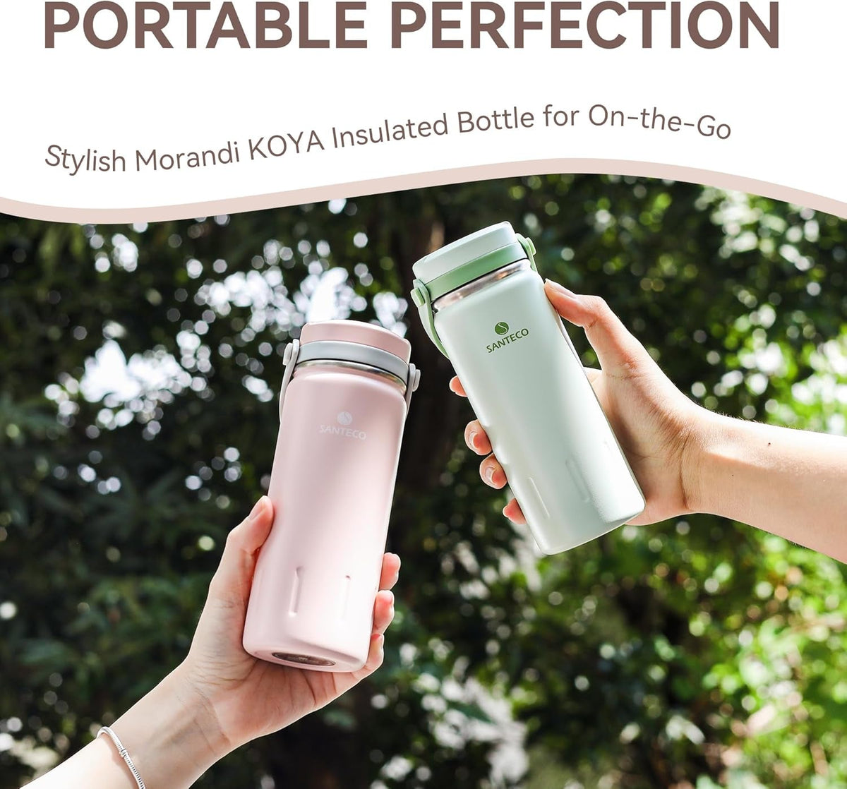 13Oz Wide Mouth Vacuum Insulated with Handle, Stainless Steel Water Bottle with Leakproof Sloseable Lid for Cold Water Drinks, Sports, Travel, Car and Yoga