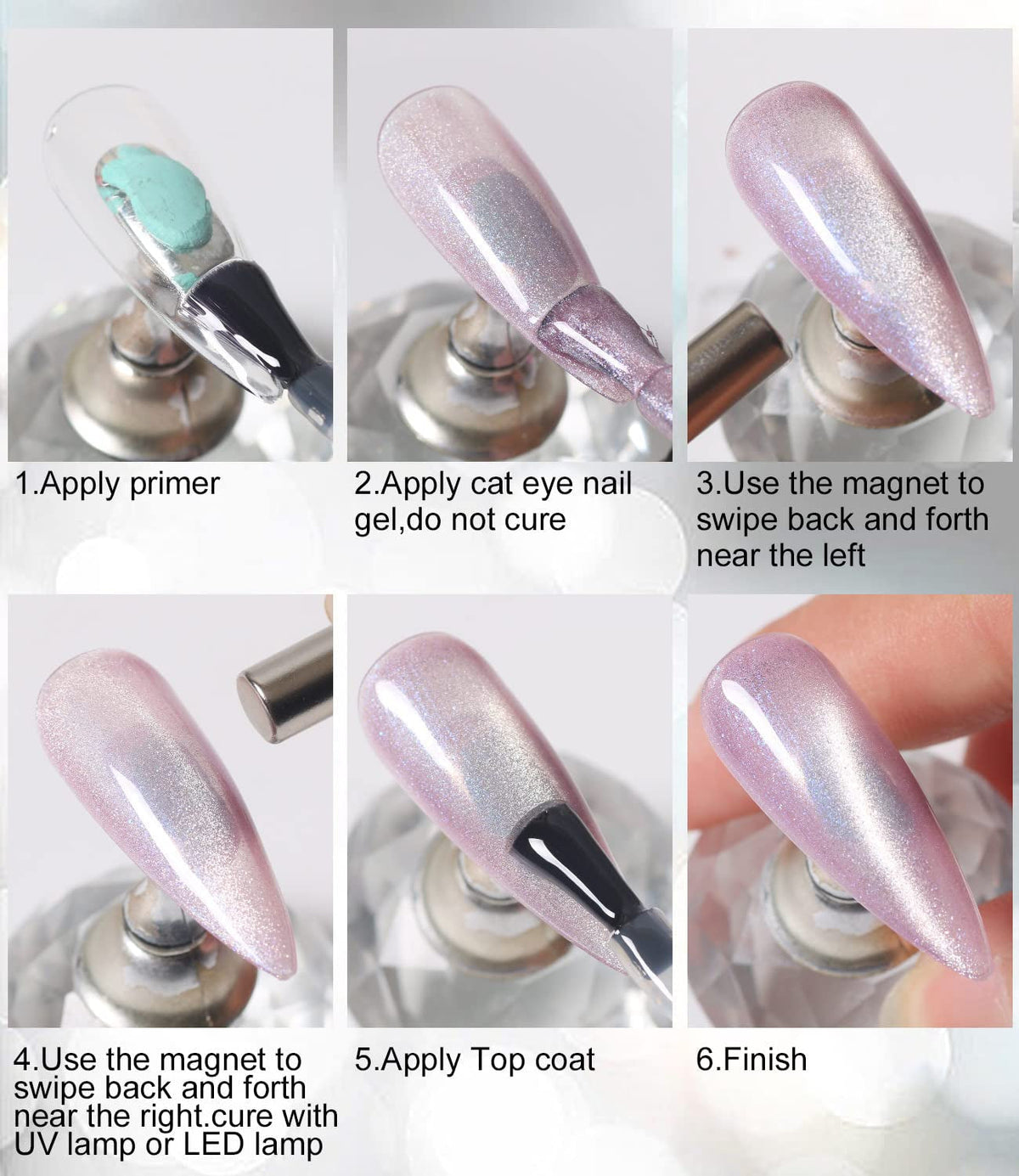 15ml Cat Eye Gel Nail Polish Bright Purple UV Soak Off 9D Wide Magnetic Gel Polish Enamel Lacquer Glitter Velvet Nail Art Varnish (Violet)