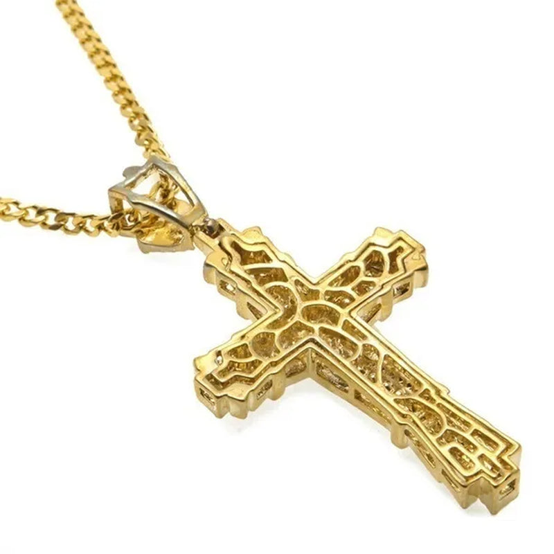 Men's Fashion accessories 925 Silver / Gold DIAMOND Cross Pendant Necklace Chain Cross Necklace