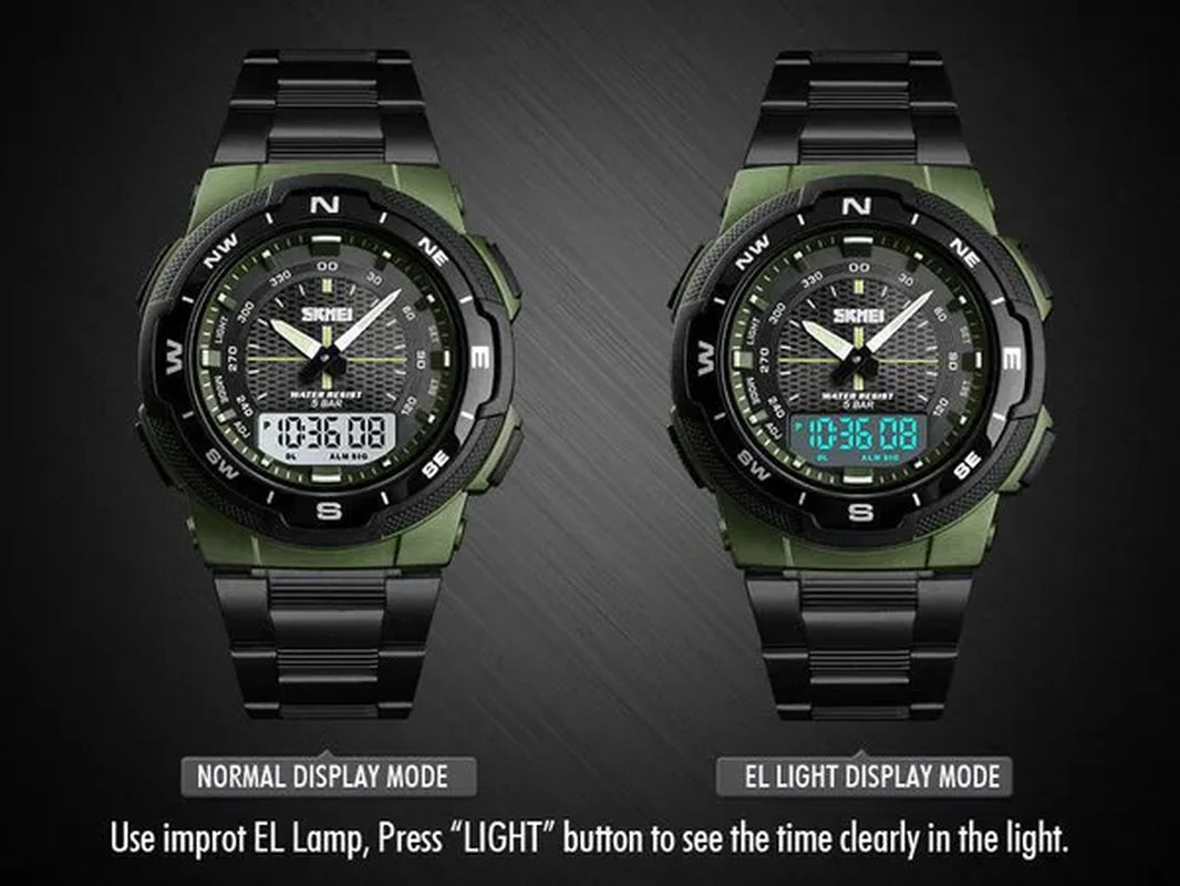 Fashion SKMEI 1370 Men's Digital Watch Outdoor Sports Waterproof Male Business Watches Golden Stainless Steel Wristwatch