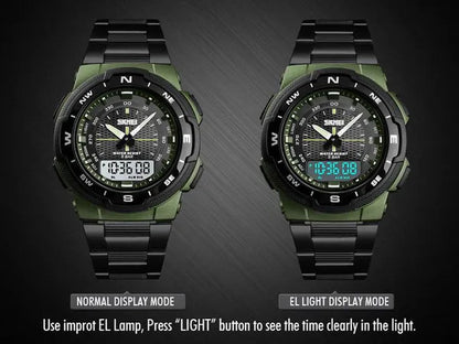 Fashion SKMEI 1370 Men's Digital Watch Outdoor Sports Waterproof Male Business Watches Golden Stainless Steel Wristwatch