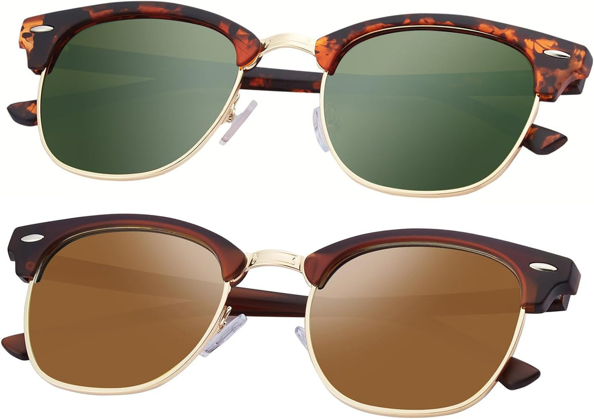 Sunglasses Men and Womens, Polarized Sunglasses for men with UV Blocking Semi-Rimless Frame for Driving & Hiking