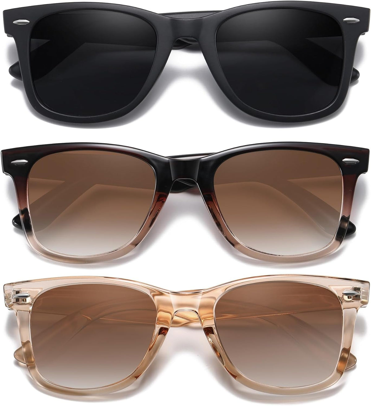 Retro Polarized Sunglasses for Women Men Classic Mirror Lens Driving Trendy Sun Glasses UV Protection (3 Pack)