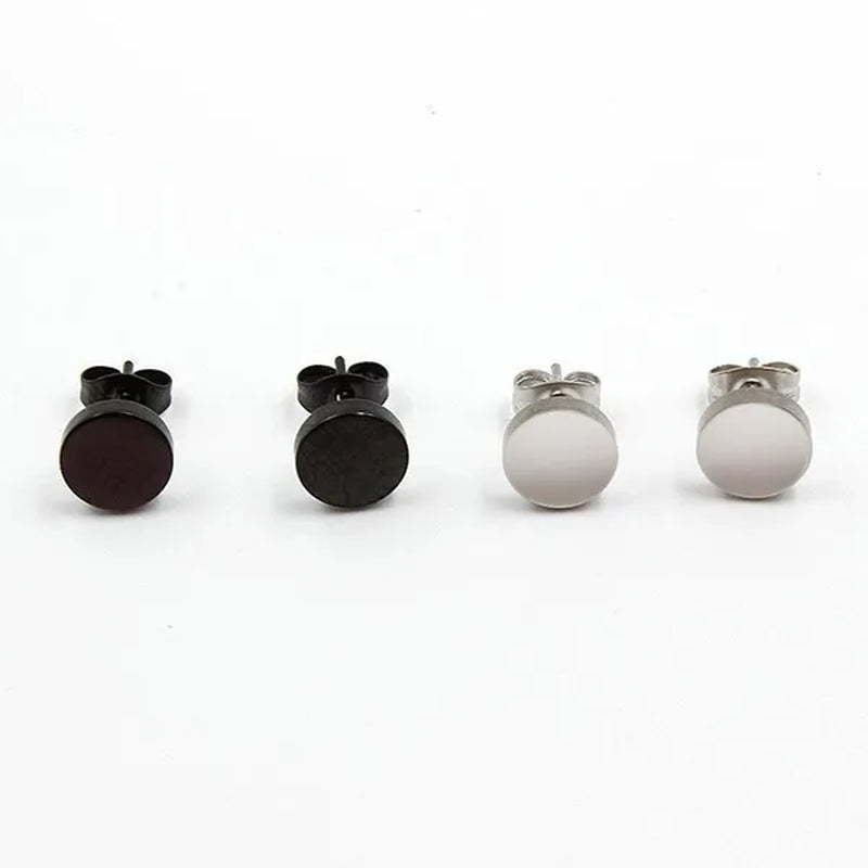 1PCS Stainless Steel Black Color Hypoallergenic Minimalist Flat Circle Earings for Men and Women Daily Wear Steel Titanium Earrings