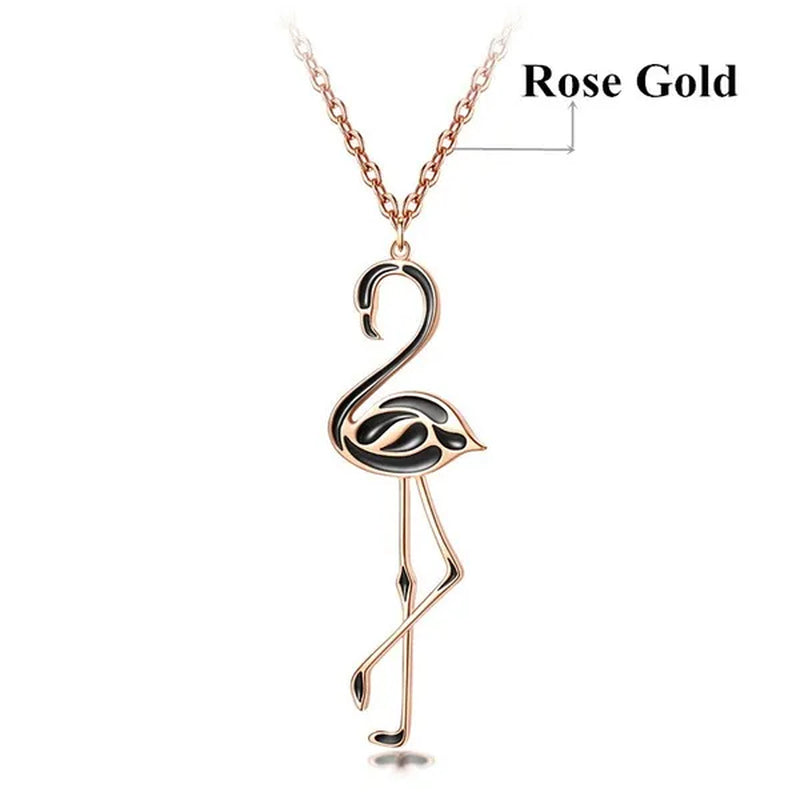 Romantic Elegant Engagement Wedding Linkchain Animal Shape Flamingo Pendant Necklace