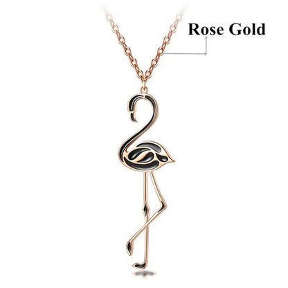 Romantic Elegant Engagement Wedding Linkchain Animal Shape Flamingo Pendant Necklace