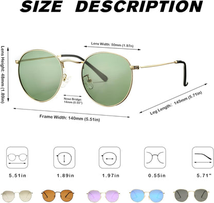 Small Round Metal Polarized Sunglasses for Women Retro Designer Style
