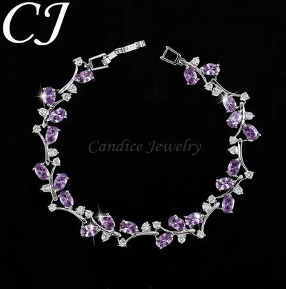 CANDICE Fashion Sterling Silver Bracelet Bangle With Emerald Green Crystal For Women Elegant Jewelry