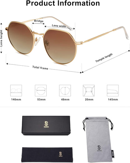 Round Polygon Polarized Sunglasses for Women Men Retro Classic Vintage Shades SJ1157