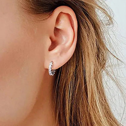 Exquisite Cubic Zirconia Hoop Earrings for Women Elegant Bridal Wedding Gold Earrings Jewelry Gift