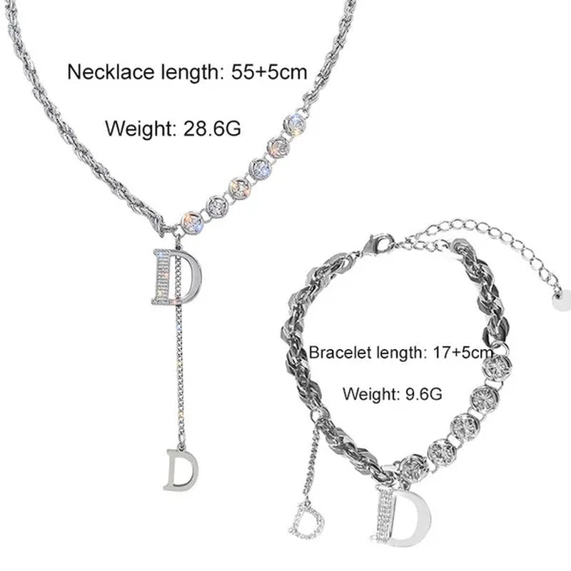 Fashion Luxury Jewelry Micro-inlaid Zircon Exquisite Necklace Bracelet Temperament Feminine Jewelry Accessories