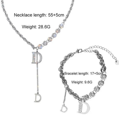 Fashion Luxury Jewelry Micro-inlaid Zircon Exquisite Necklace Bracelet Temperament Feminine Jewelry Accessories