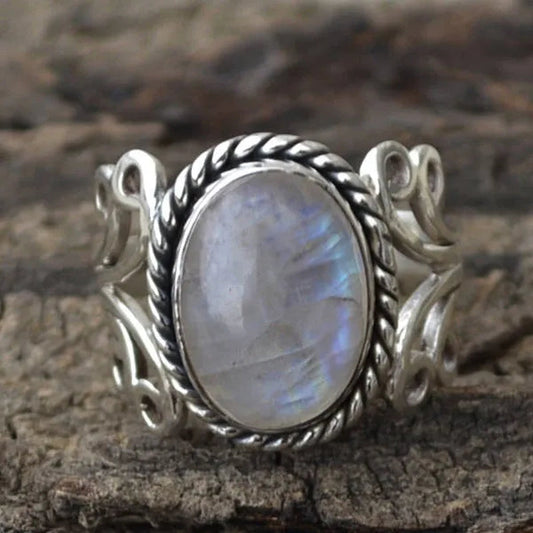 Exquisite Ring Rare Huge Princess Moonstone Jewelry Promise Proposal Gift Bride Engagement Wedding Band Rings Size 5 - 11