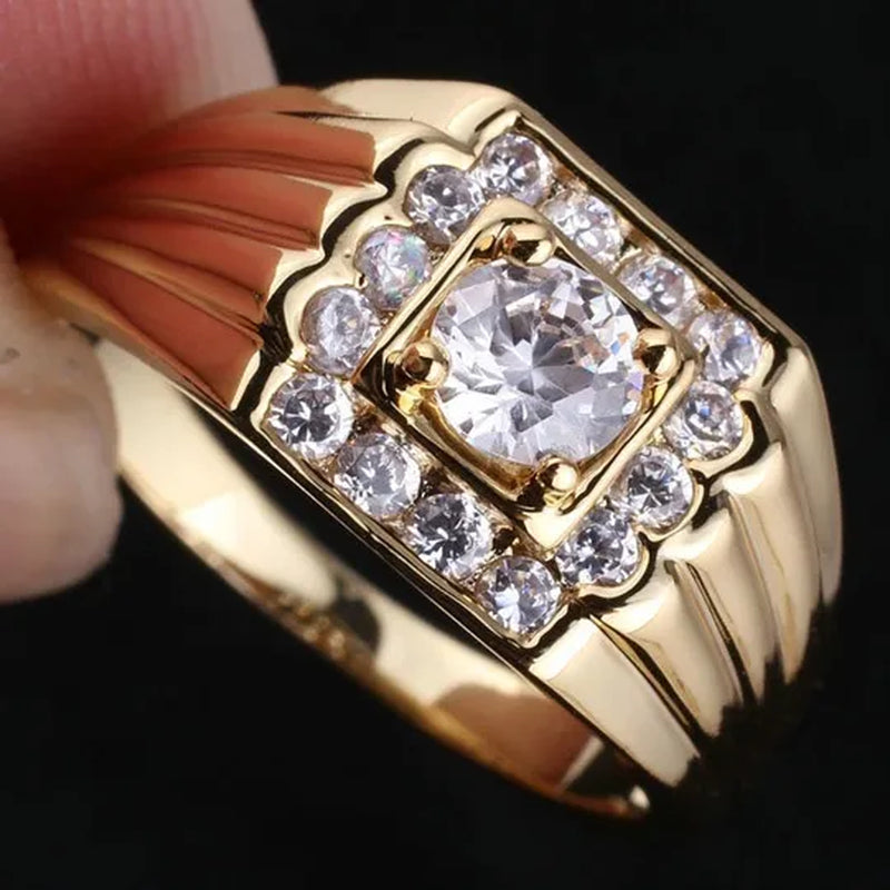 Genuine 18 K Yellow Gold Filled 925 Sterling Silver Ring Lucky Sapphire Diamond Jewelry Anniversary Proposal Gift Party Infinity Band Engagement Wedding Rings Size 5 - 11