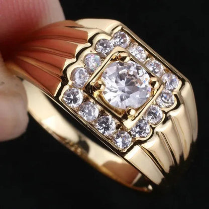 Genuine 18 K Yellow Gold Filled 925 Sterling Silver Ring Lucky Sapphire Diamond Jewelry Anniversary Proposal Gift Party Infinity Band Engagement Wedding Rings Size 5 - 11