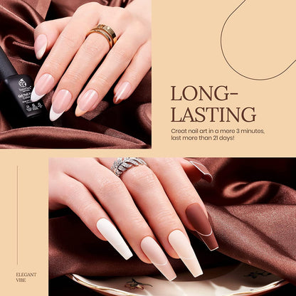 Nail Set 6 Colors Sandstorm Collection Nude Pink Peach Brown Natural Manicure Kit Soak Off Uv Led Lamp Needed for Women Gift Diy Home