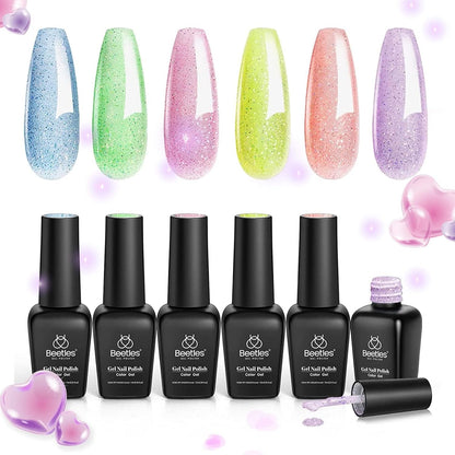 Beetles Nude Gel Polish Set - 6 Pcs Fall in Love Collection Nude Pink Purple Gel Polish Light Green Gel Nail Polish Spring Soak Off Uv Lamp Gel Nail Kit Nails Manicure Gifts for Women
