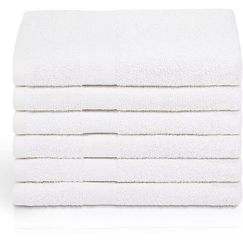 6-Piece White Highly Absorbent Cotton Quick Drying Bath Towel Set