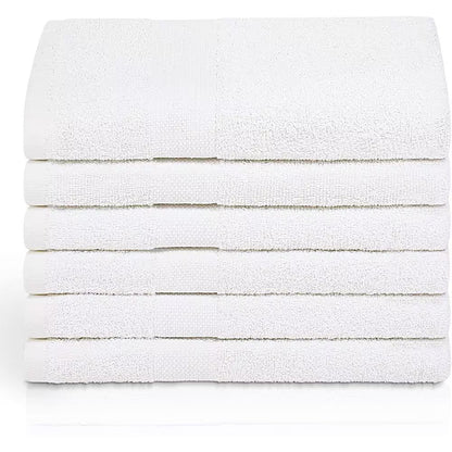 6-Piece White Highly Absorbent Cotton Quick Drying Bath Towel Set