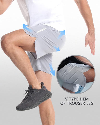 2 Pack Mens Workout Athletic Shorts 7 Inch Inseam Quick Dry Hiking Shorts Men Lightweight Sports Gym Shorts Running