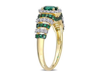 1.20 Carat (ctw) Lab Created Emerald & Created White Sapphire Ring in Yellow Plated Sterling Silver