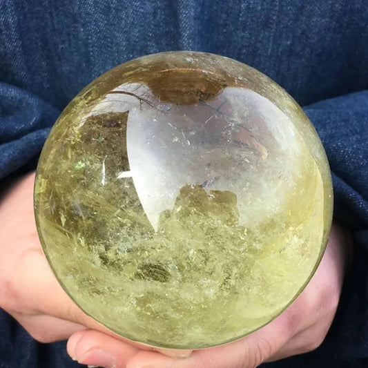 Natural citrine quartz sphere crystal ball healing stone home decor
