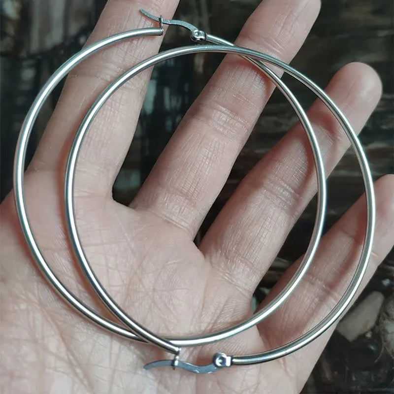 【 Hoop Earrings】 Pendant Women'S Fashion Silver Plated Earrings Stainless Steel Gold Color Jewelry