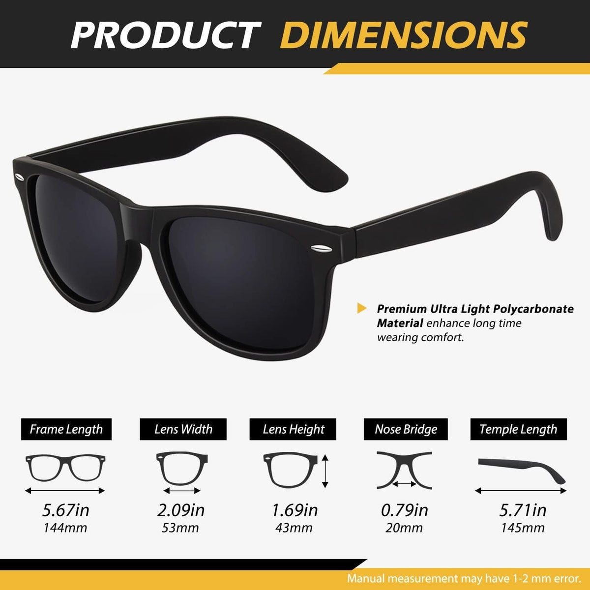 Polarized Sunglasses for Men Driving Sun glasses Shades 80's Retro Style Design Square