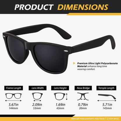 Polarized Sunglasses for Men Driving Sun glasses Shades 80's Retro Style Design Square