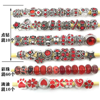 40/80pcs Fashion bracelet 925 Sterling Silver large hole beaded isolation beads Crystal bead DIY jewelry accessories.