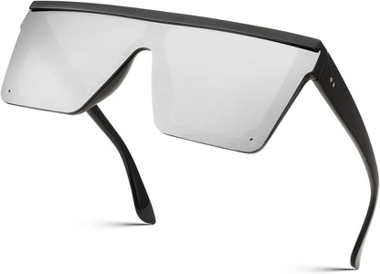 Oversized Sunglasses Mens Womens Flat Top Square Trendy Visor Shades UV400 B2470