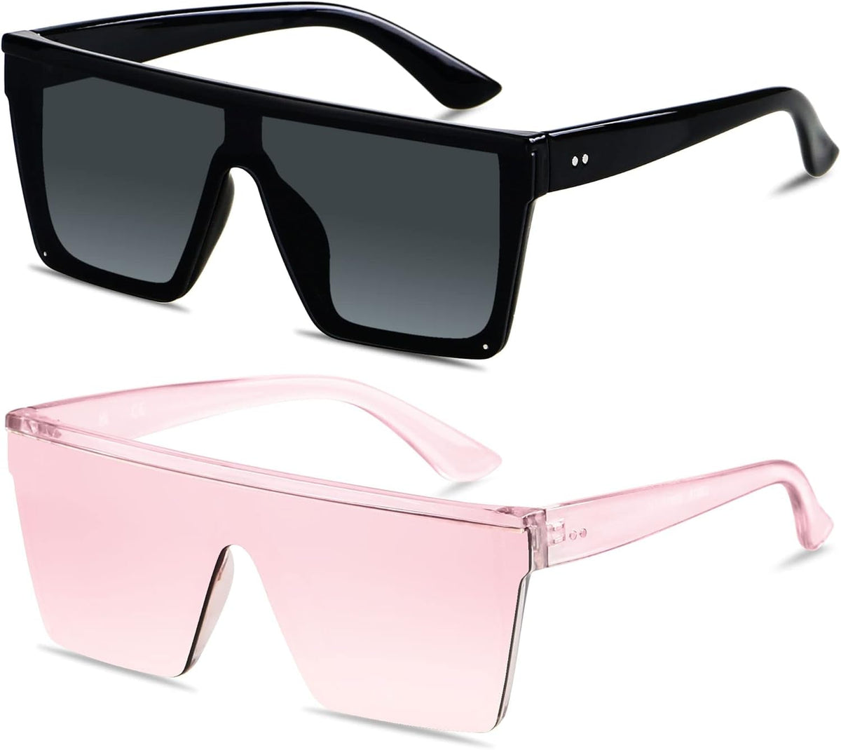 Square Oversized Sunglasses for Women Men Big Flat Top Fashion Shield Large UV Protection Rimless Shades