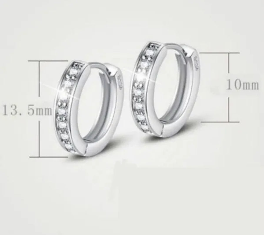 Luxury Noble 925 Silver Elegant Heart Diamond Hoop Ear Stud Earrings for Women Round Earring Wedding Bridal Jewelry