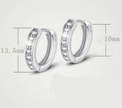 Luxury Noble 925 Silver Elegant Heart Diamond Hoop Ear Stud Earrings for Women Round Earring Wedding Bridal Jewelry