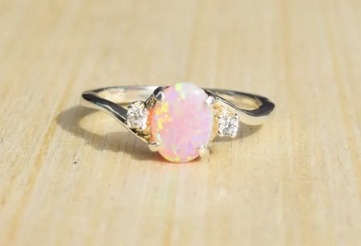 Exquisite Women wedding Jewelry Oval Cut Opal Jewelry Birthday Proposal Gift Bridal Engagement Party Band Rings Size 5 - 11
