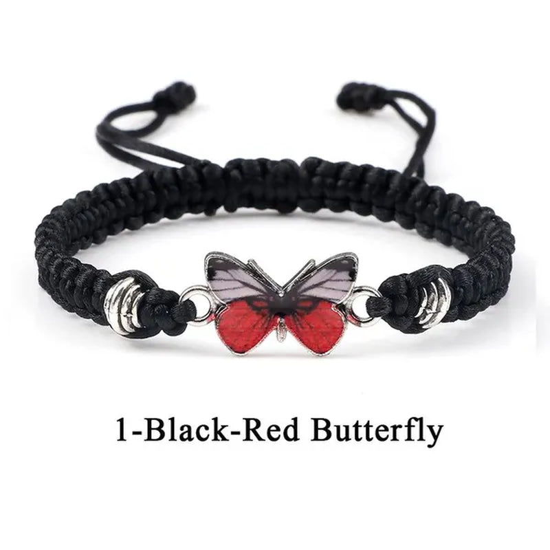 2022 Hot Adjustable Braided String Bracelet For Women Grey Butterfly Pendant Handmade Charm Bangles Fashion Girl Jewelry