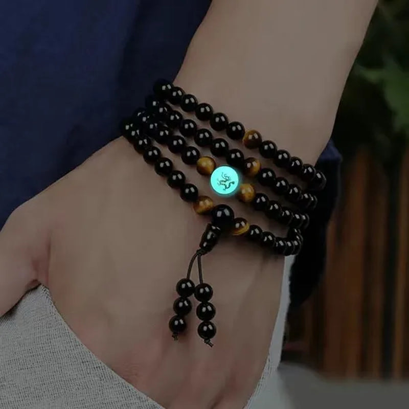 New Luminous Natural Stone Black Obsidian Healing Bracelet Weight Loss Unisex Slimmy Health Care Calming Bracelet