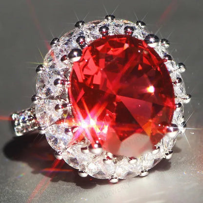 Unique  Silver Natural Ruby Gemstones Birthstone Bride Princess Wedding Engagement Strange Ring Size 6 7 8 9 10