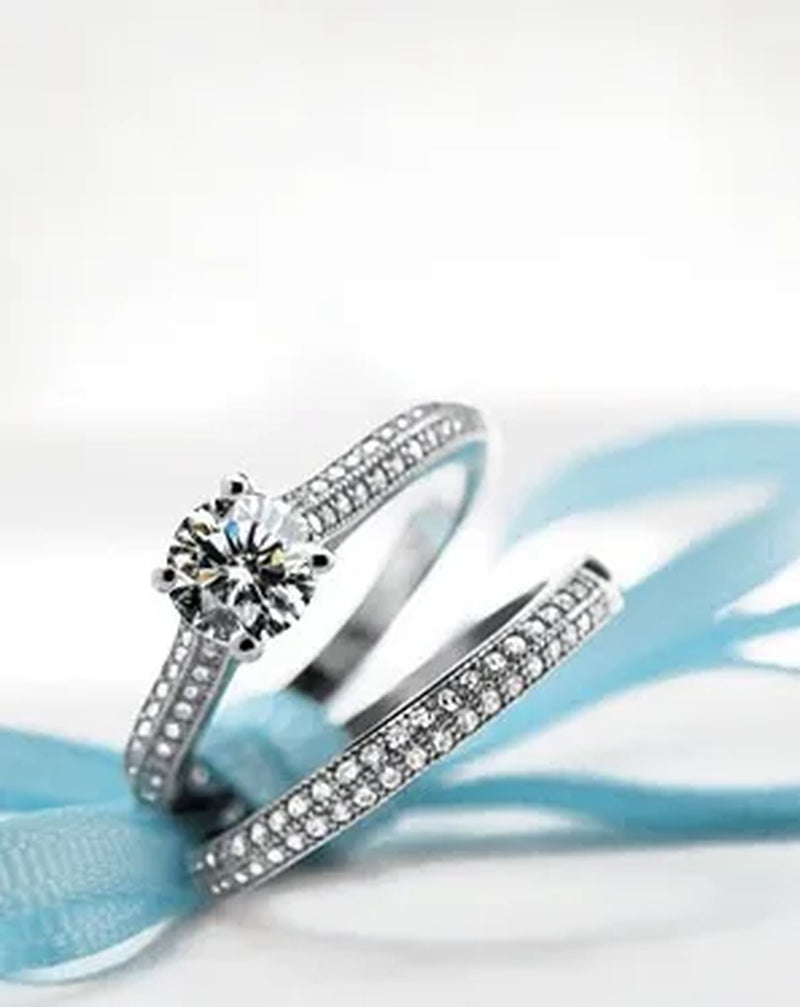 1ct Diamond White Sapphire Wedding Engagement Rings Set Women Bridal Jewelry Gifts (Black,Rose Gold,Silver,Gold)