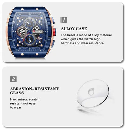 CURREN Mens Watch COOL Large Men's Classical Luxury Sports Design Watches Rubber Strap Waterproof Chronograph Date Quartz Relogios Masculino 8442