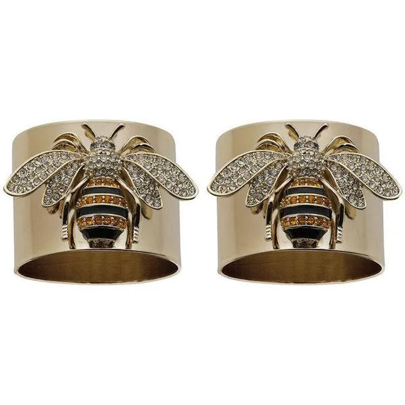 YOHAPP Unique Steam Punk Jewelry  gold plated Diamond Bee Ring Bee Jewelry Wide Band Ring for Women Anniversary Gift