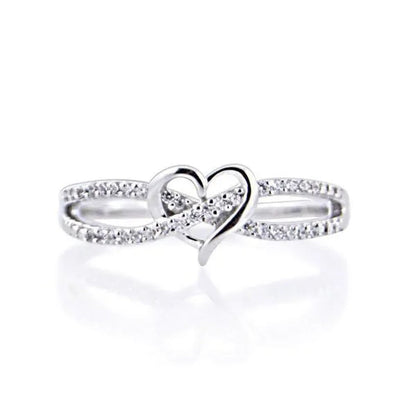 Fashion silver plated Ring Ladies Infinity Ring Heart-shaped Cross Ring, Eternal Zircon Ring .Heart-shaped Ring, Exquisite Ring, Stacking Ring, Party Anniversary Gift Size 5 - 11