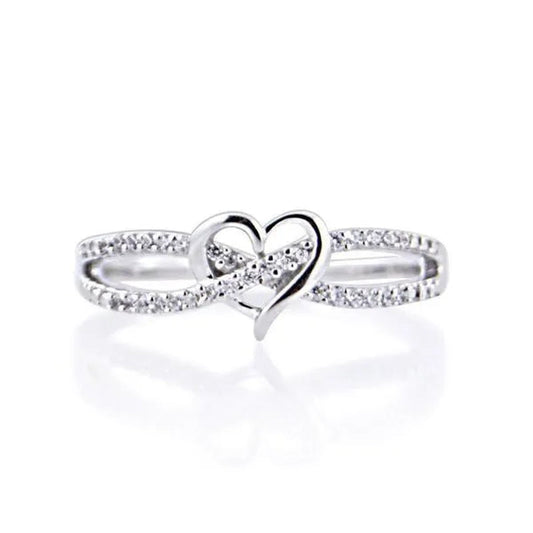 Fashion silver plated Ring Ladies Infinity Ring Heart-shaped Cross Ring, Eternal Zircon Ring .Heart-shaped Ring, Exquisite Ring, Stacking Ring, Party Anniversary Gift Size 5 - 11