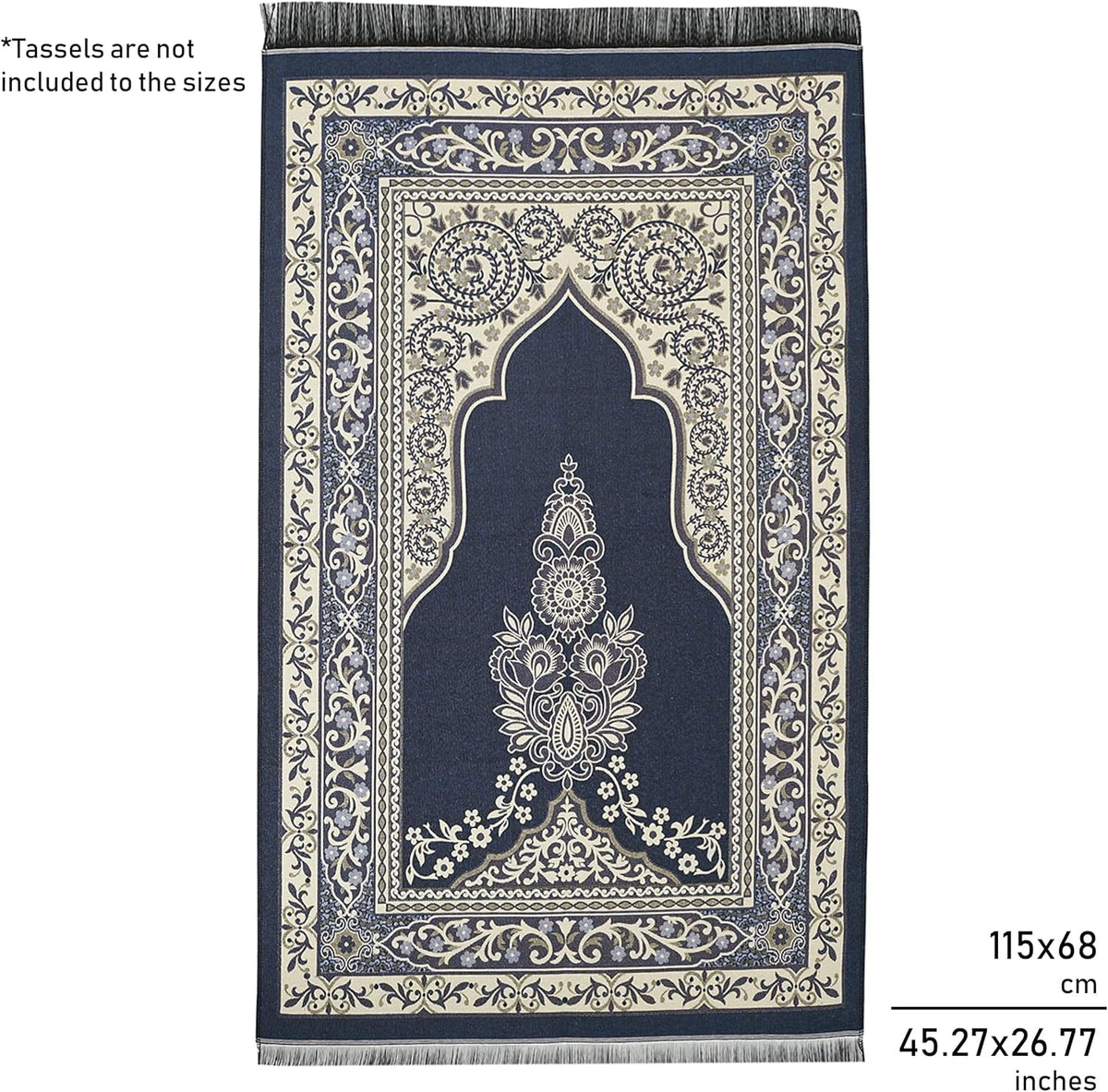 Prayer Rug - Muslim Prayer Rug - Prayer Mat Travel Bag and Prayer Beads - Muslim Gifts for Men Women and Kids (Darkblue 2
