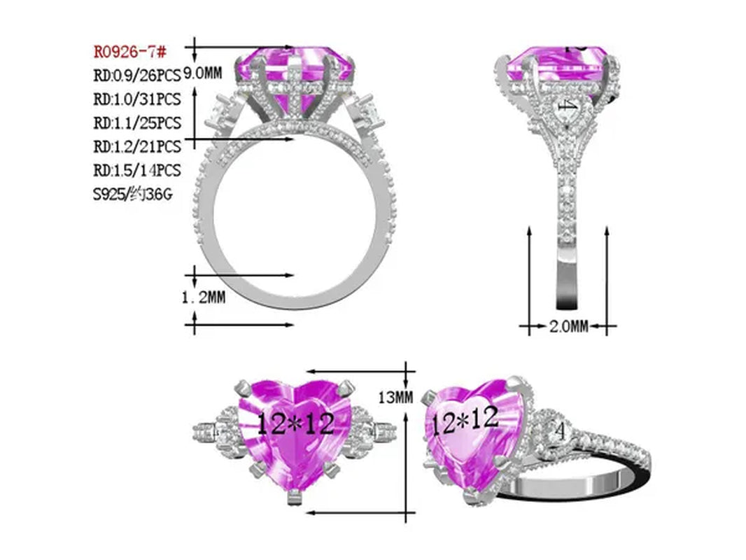 Heart-shaped Diamond Ring Exquisite 18k Gold Plating 925 Sterling Silver Romantic Diamond Wedding Ring