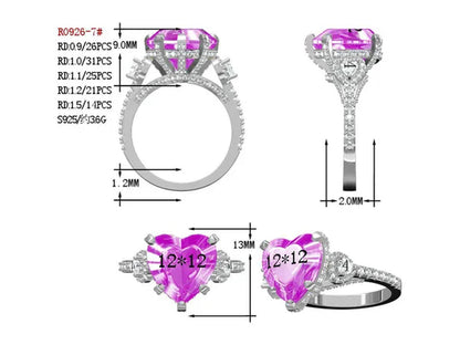 Heart-shaped Diamond Ring Exquisite 18k Gold Plating 925 Sterling Silver Romantic Diamond Wedding Ring